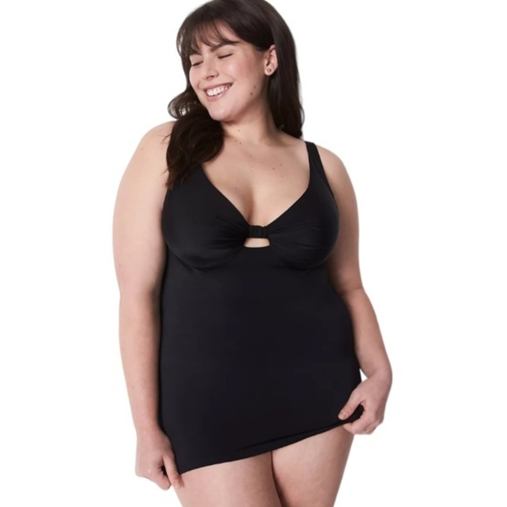 Lane Bryant Relaxed Underwire Swim Tankini Top Black- 44DDD